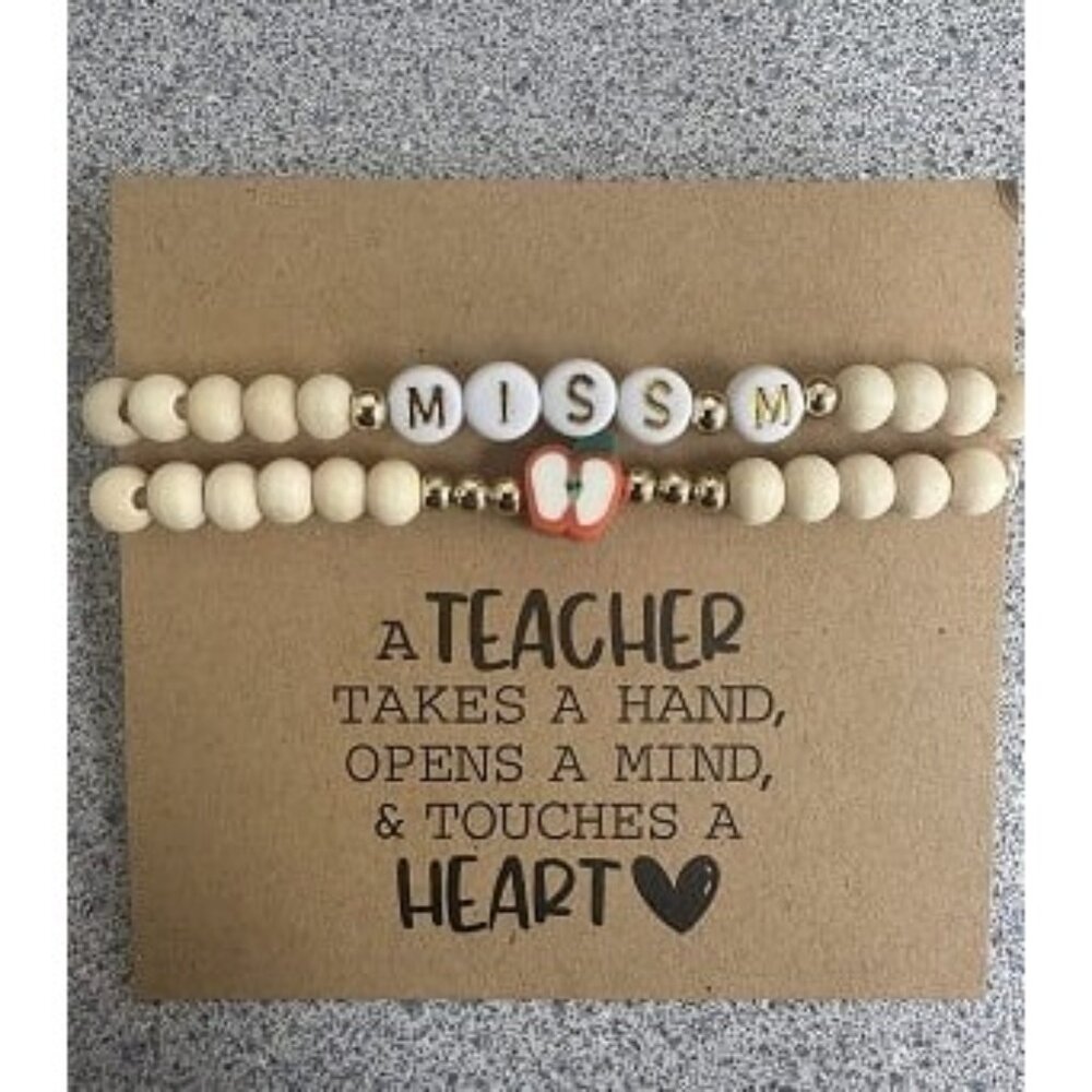 New Personalized Teacher Appreciation Gifts Teacher Bracelet for Women, 2 pcs